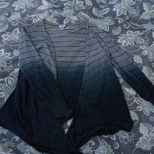 Gray 3 Tone Striped Ombre Flowy Cardigan